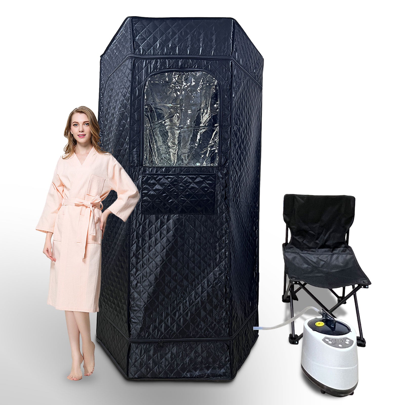 New portable sauna steamer, personal home spa artifact, 4 liter large capacity steamer, adjustable time and temperature, with remote control and folding chair