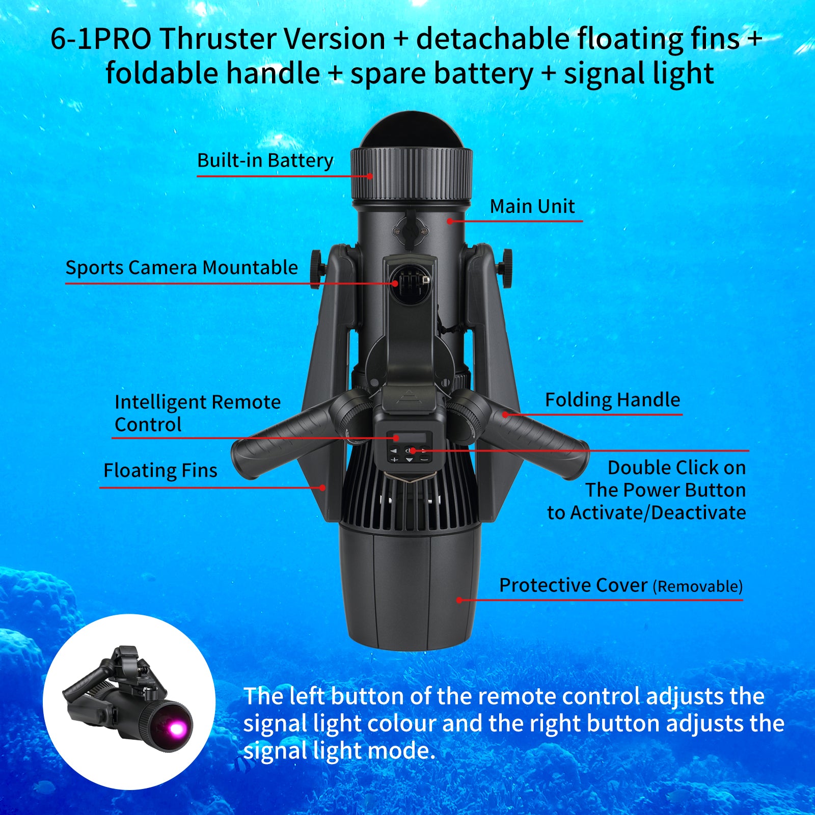Underwater Scooter, Sea Scooter for Pool, Diving, Snorkeling, and Swimming - 500W High Power Ultra-Long Battery Life Portable Water Scooter for Adults and Kids