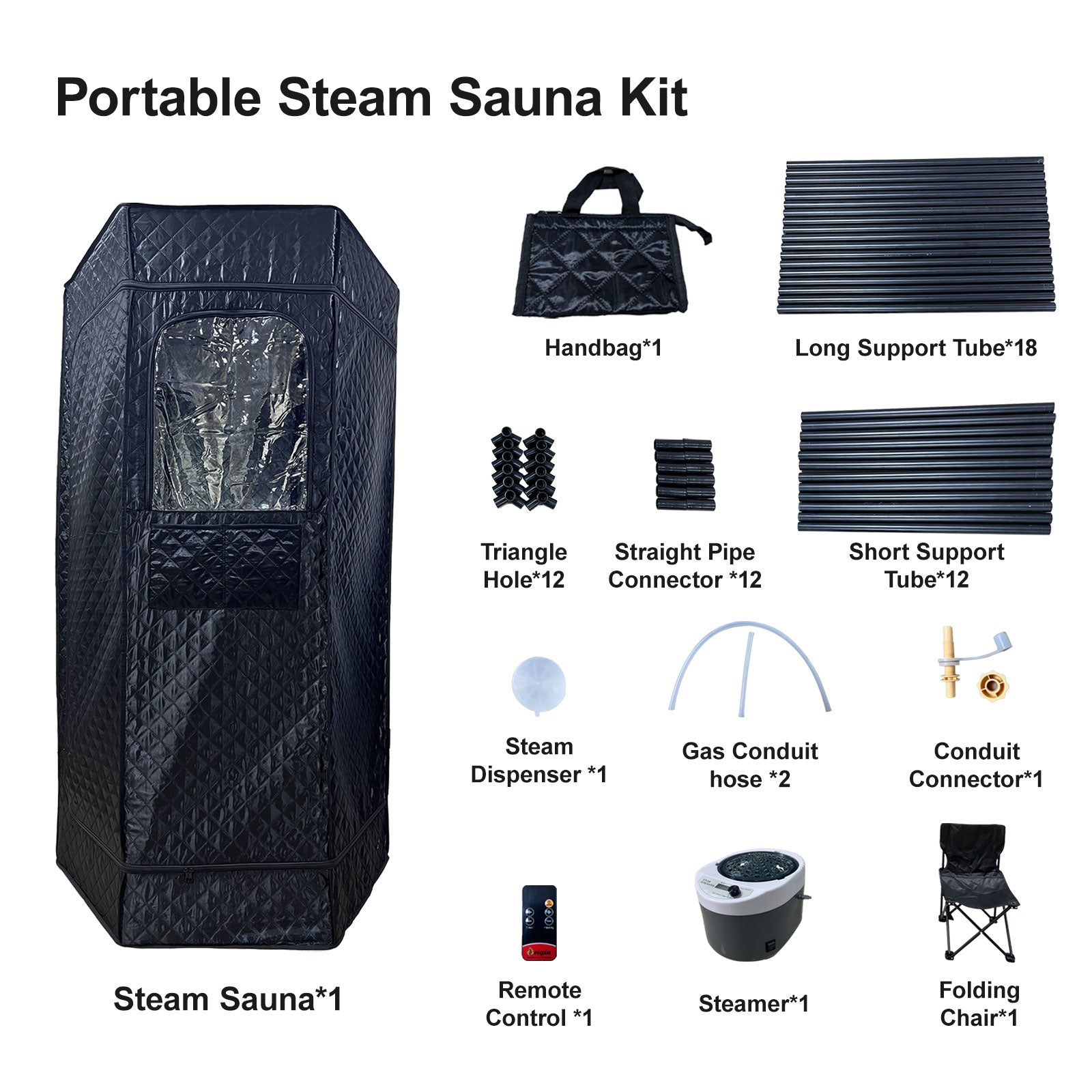 New portable sauna steamer, personal home spa artifact, 4 liter large capacity steamer, adjustable time and temperature, with remote control and folding chair