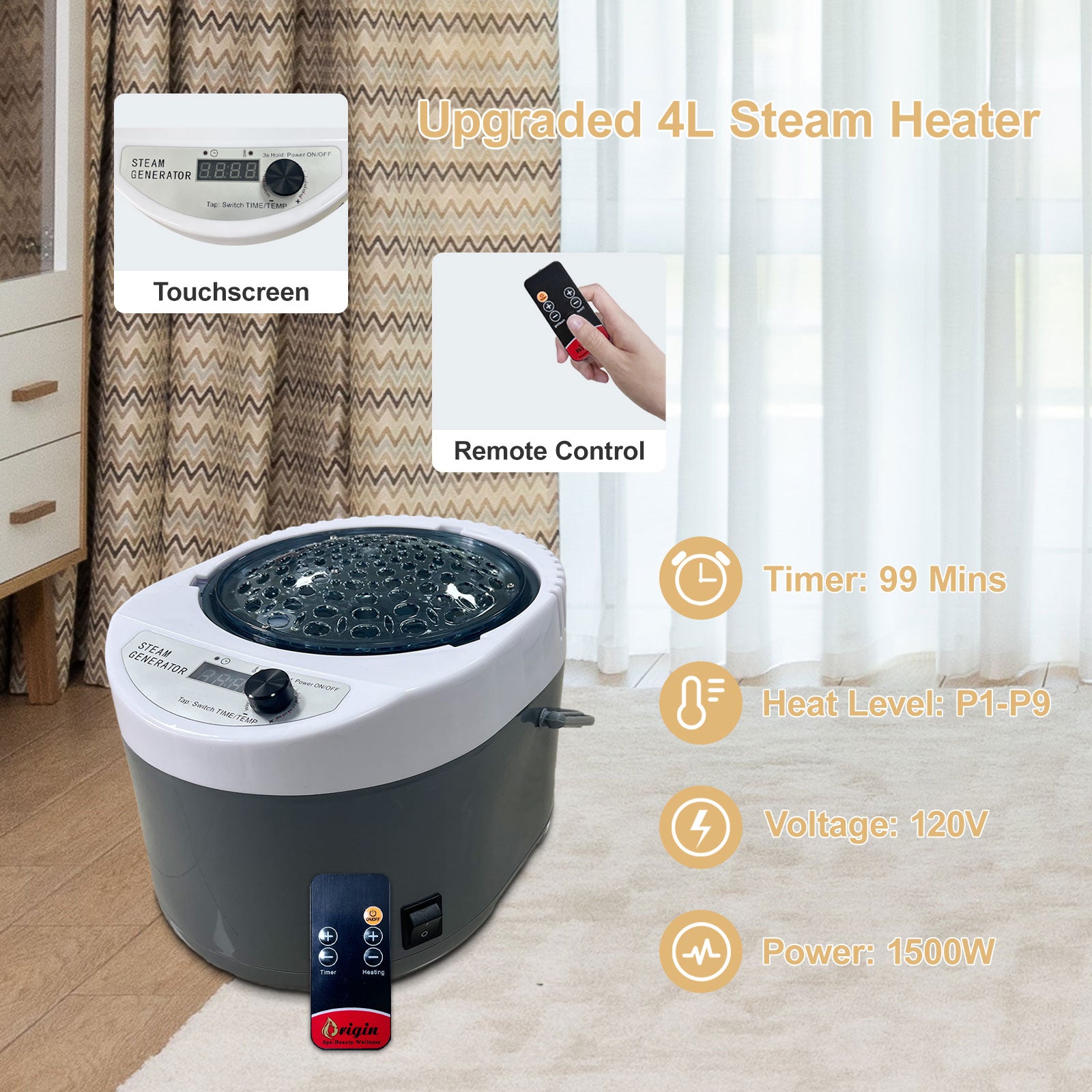 New portable sauna steamer, personal home spa artifact, 4 liter large capacity steamer, adjustable time and temperature, with remote control and folding chair