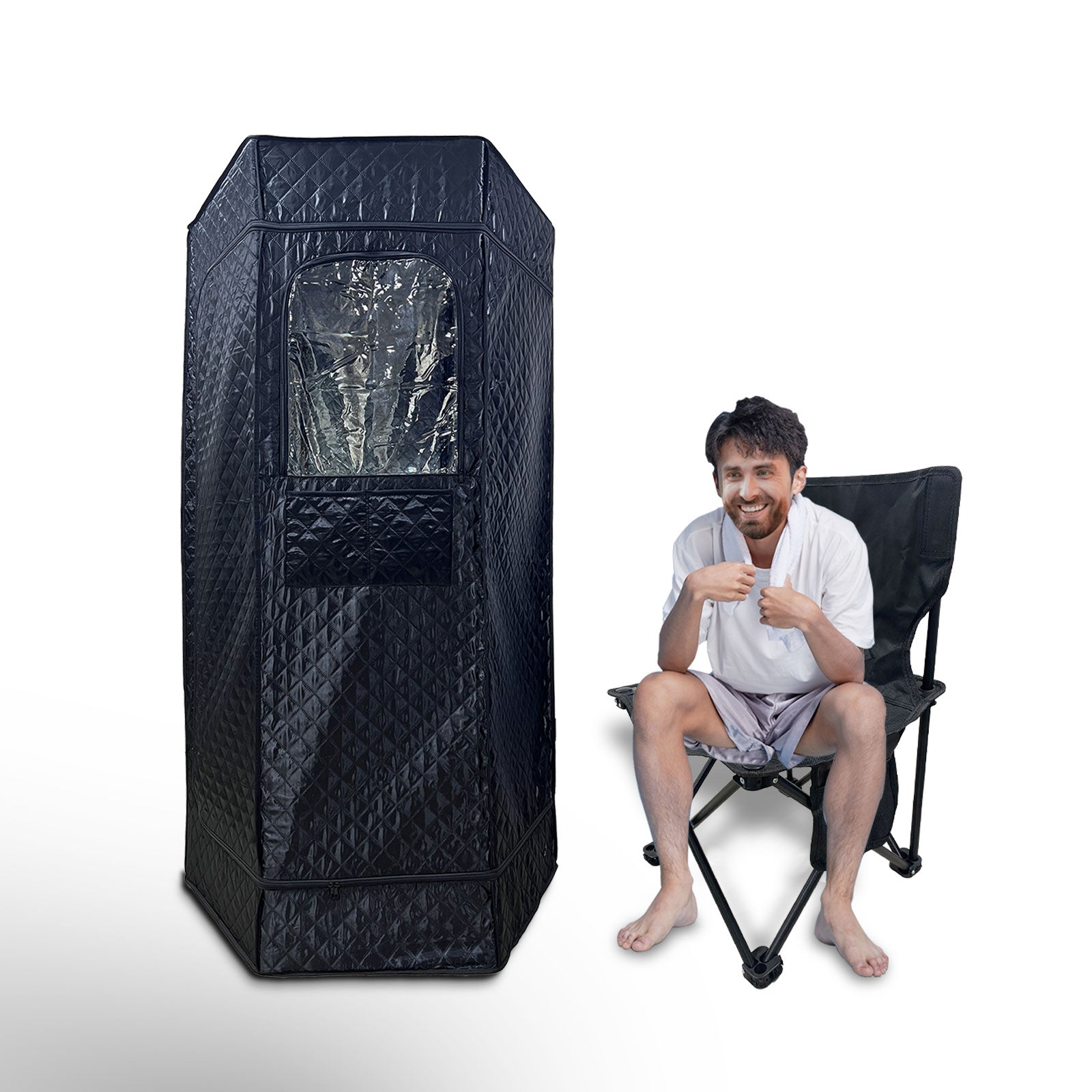 New portable sauna steamer, personal home spa artifact, 4 liter large capacity steamer, adjustable time and temperature, with remote control and folding chair