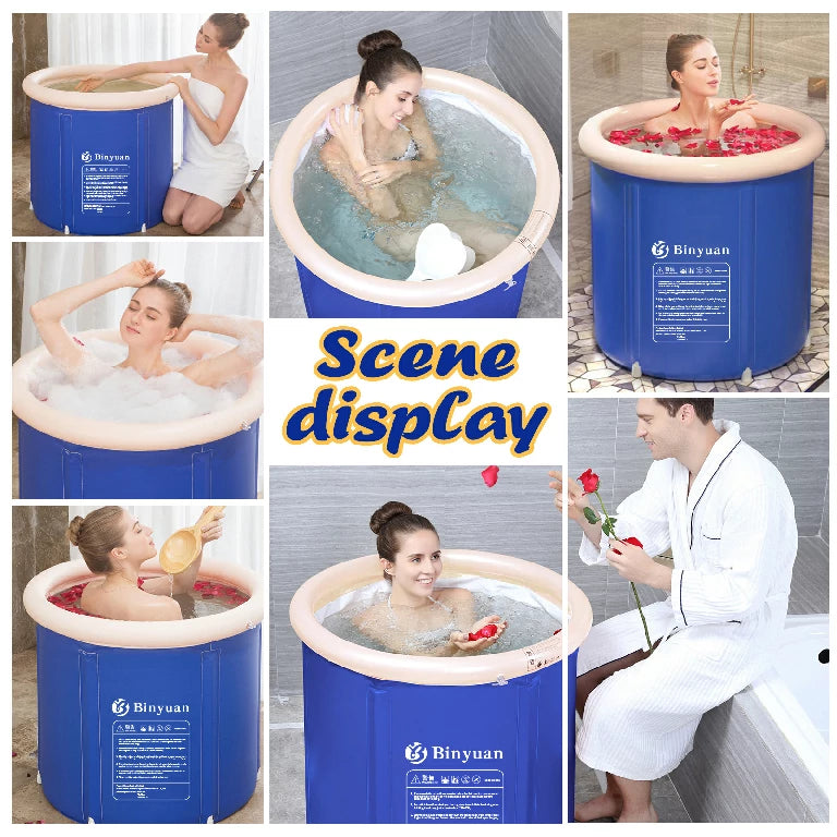 Blue Foldable Ice Bath Tub with 85-Gallon Capacity