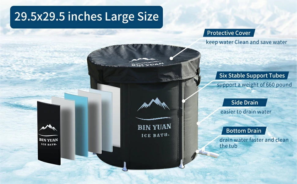 Collapsible adult bath tub with double drain design