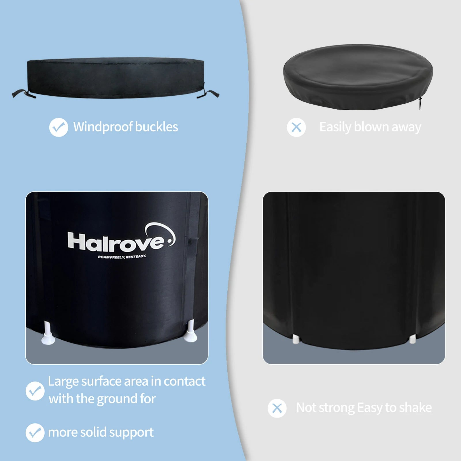 Ice bath benefits include improved blood circulation, muscle relaxation, and pain relief with Halrove portable cold plunge tub.