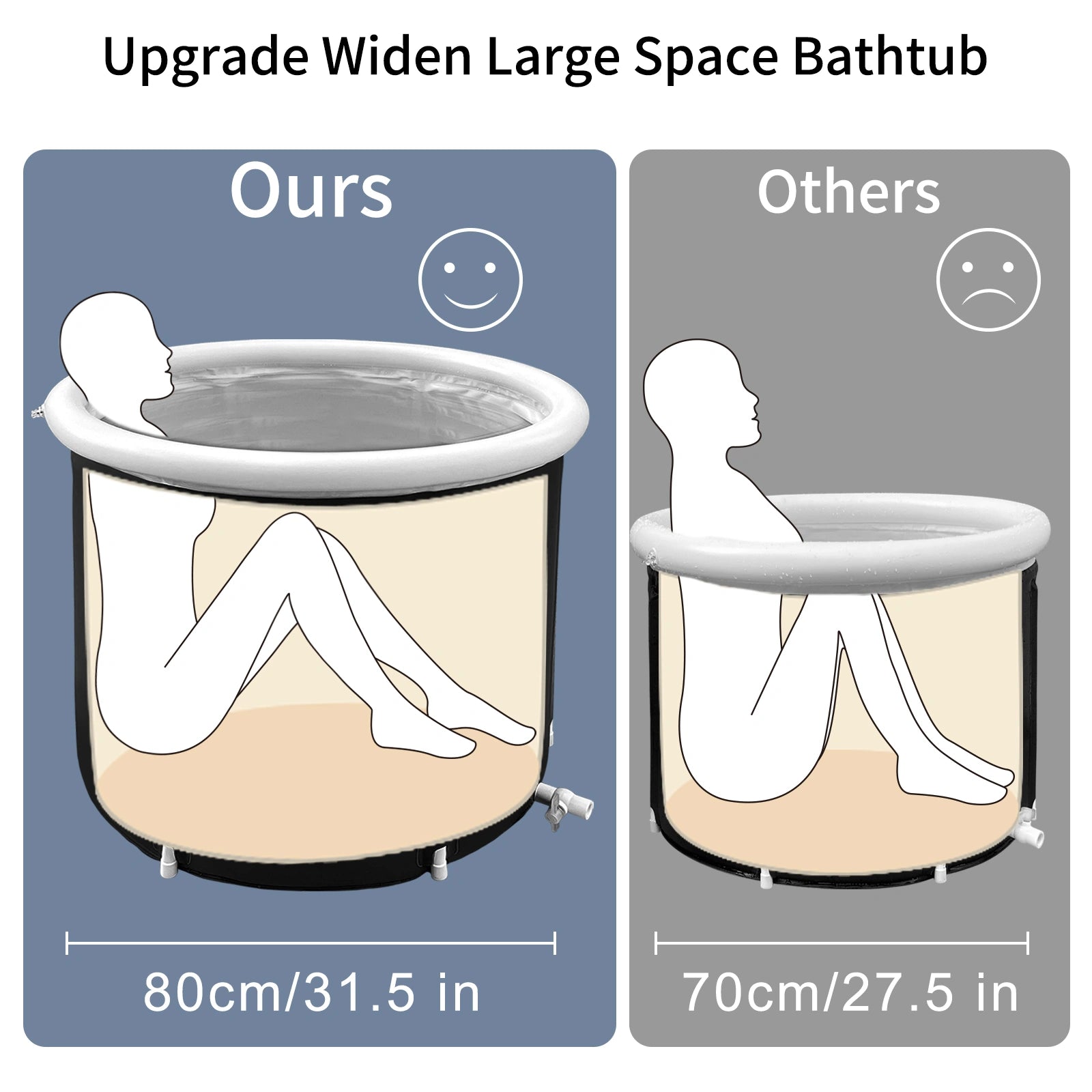 Foldable ice bath tub with a space-saving design for easy storage.