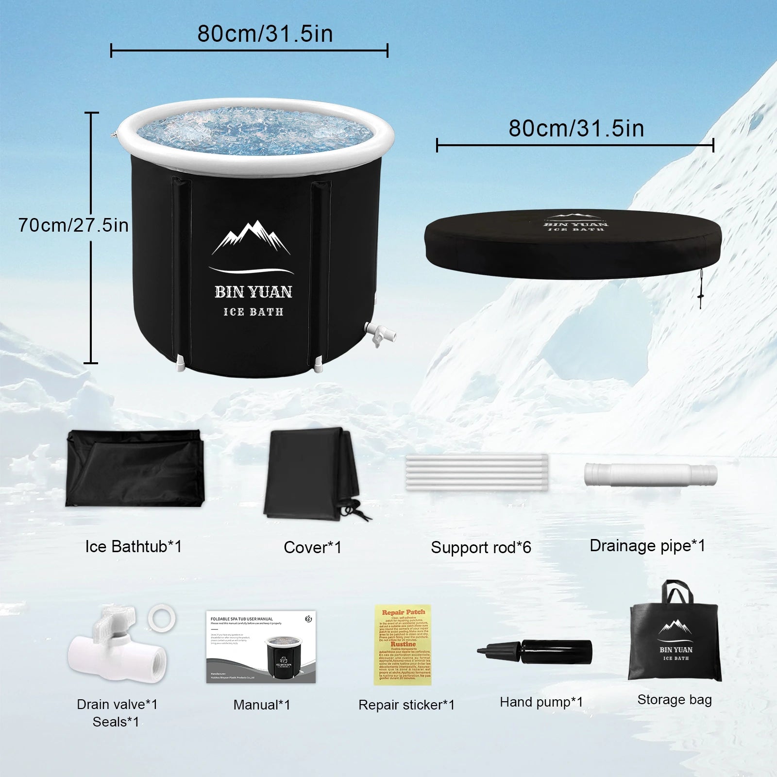 Easy-to-use ice bath tub with an included pump for effortless setup.