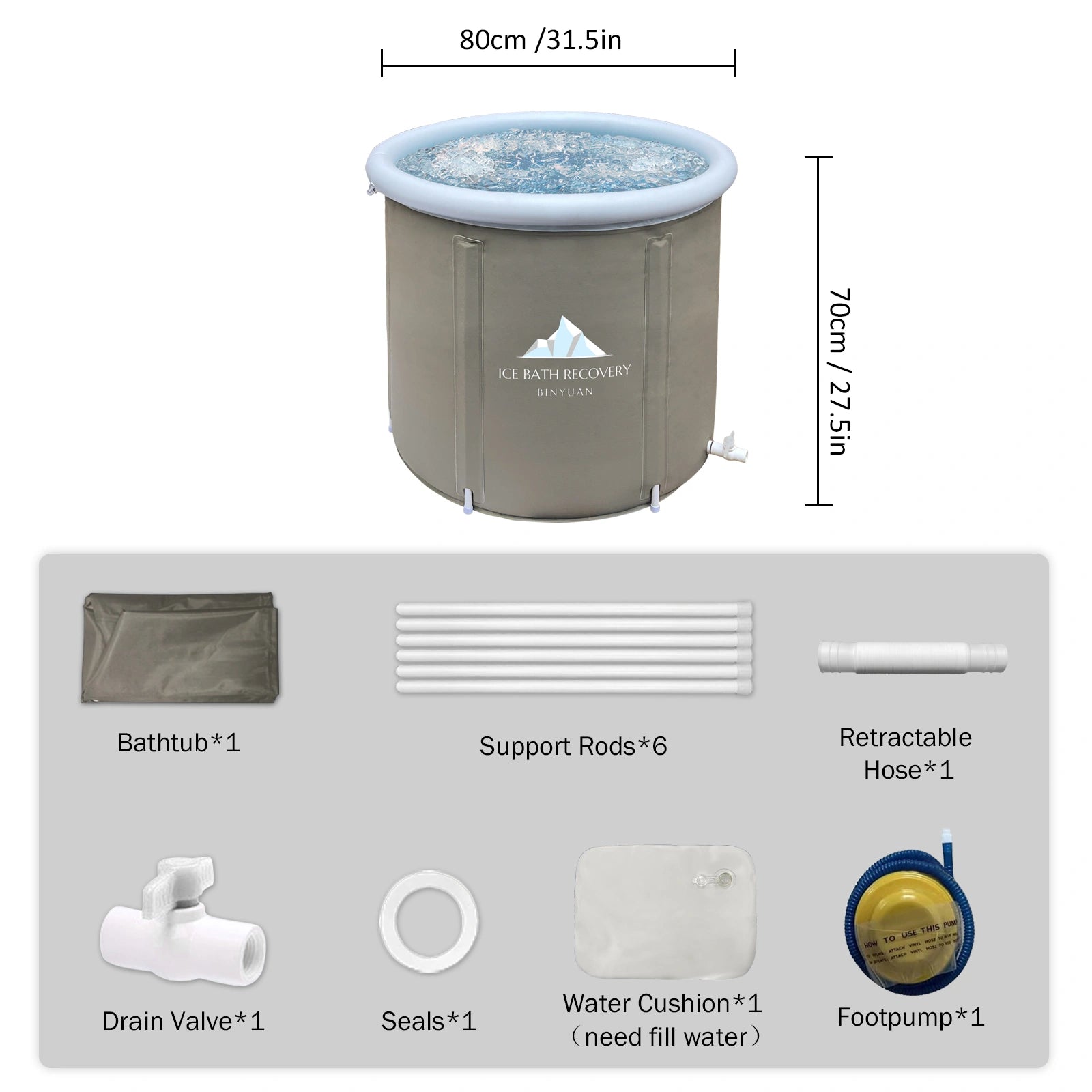 Durable Inflatable Cold Plunge Tub - Enjoy cold water therapy with this sturdy, inflatable plunge tub.