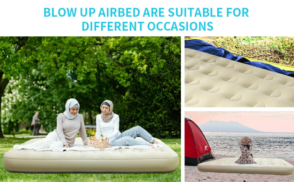 Blow up airbed suitable for different occasions.