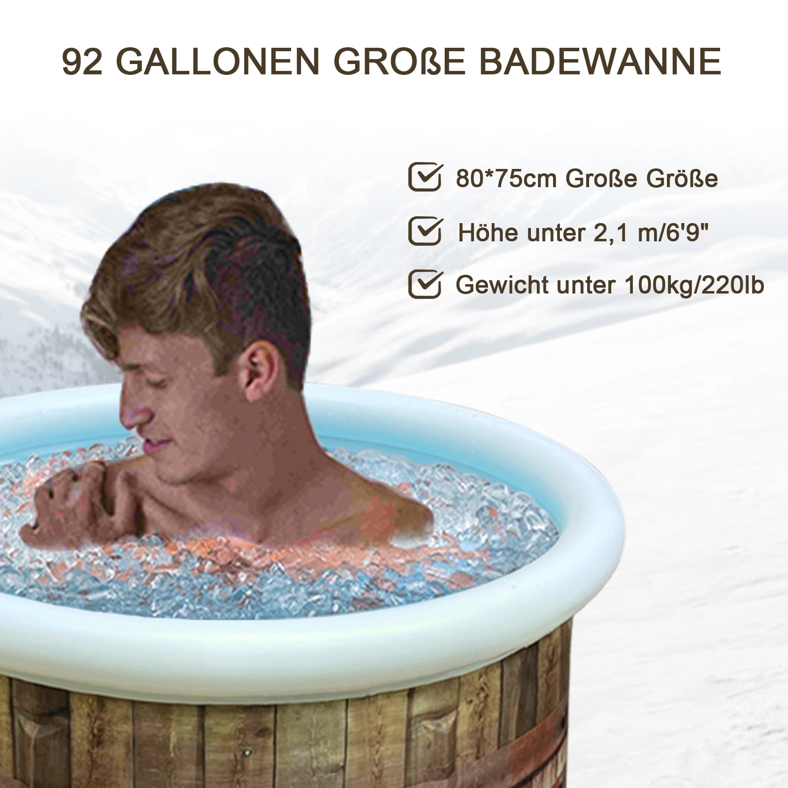Quick setup inflatable cold plunge tub for easy use