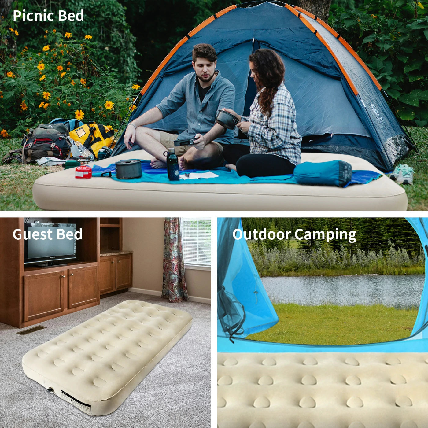 Halrove's inflatable mattress is suitable for various outdoor settings, from beach lounging to forest camping, providing an exceptionally comfortable experience wherever you are.
