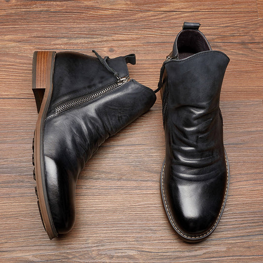 Men's Ankle Boots with Side Zip and Faux Leather Look