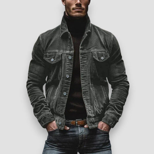 Men's Button-Up Jacket with Chest Pockets and Regular Fit