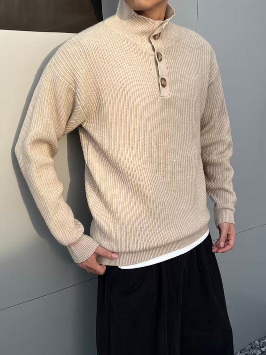 Men's Sweater with Convertible Collar