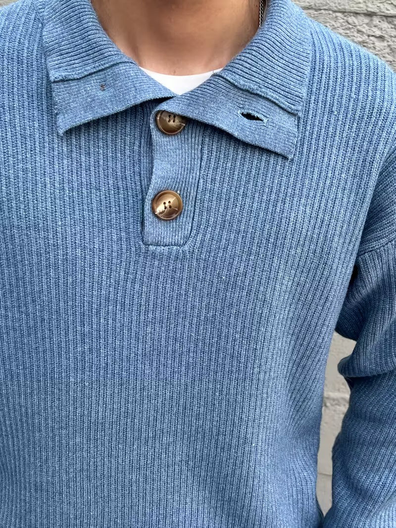 Men's Sweater with Convertible Collar