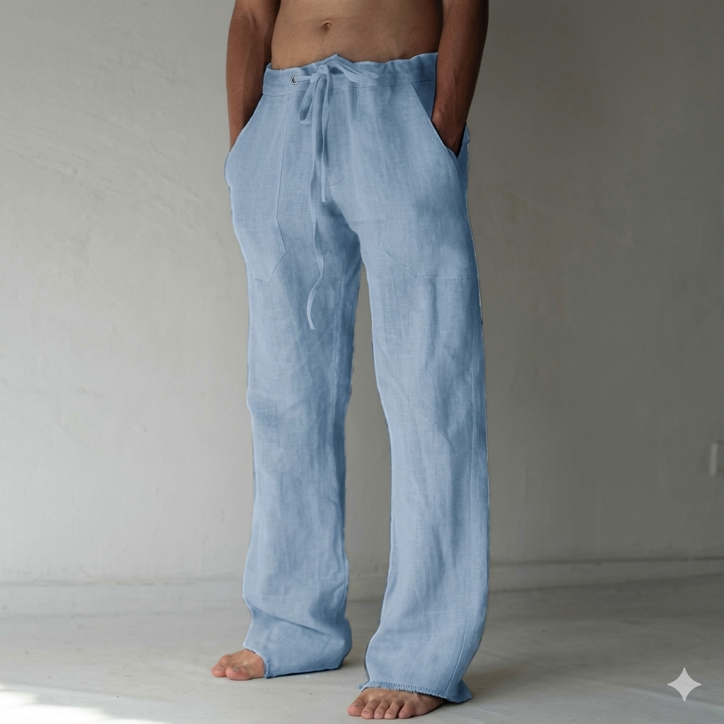 Men's Trousers Wide Leg with Drawstring Waist and Side Pockets