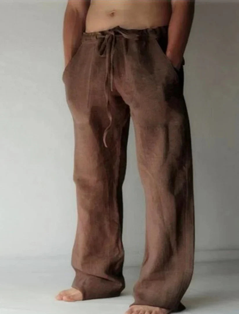 Men's Trousers Wide Leg with Drawstring Waist and Side Pockets