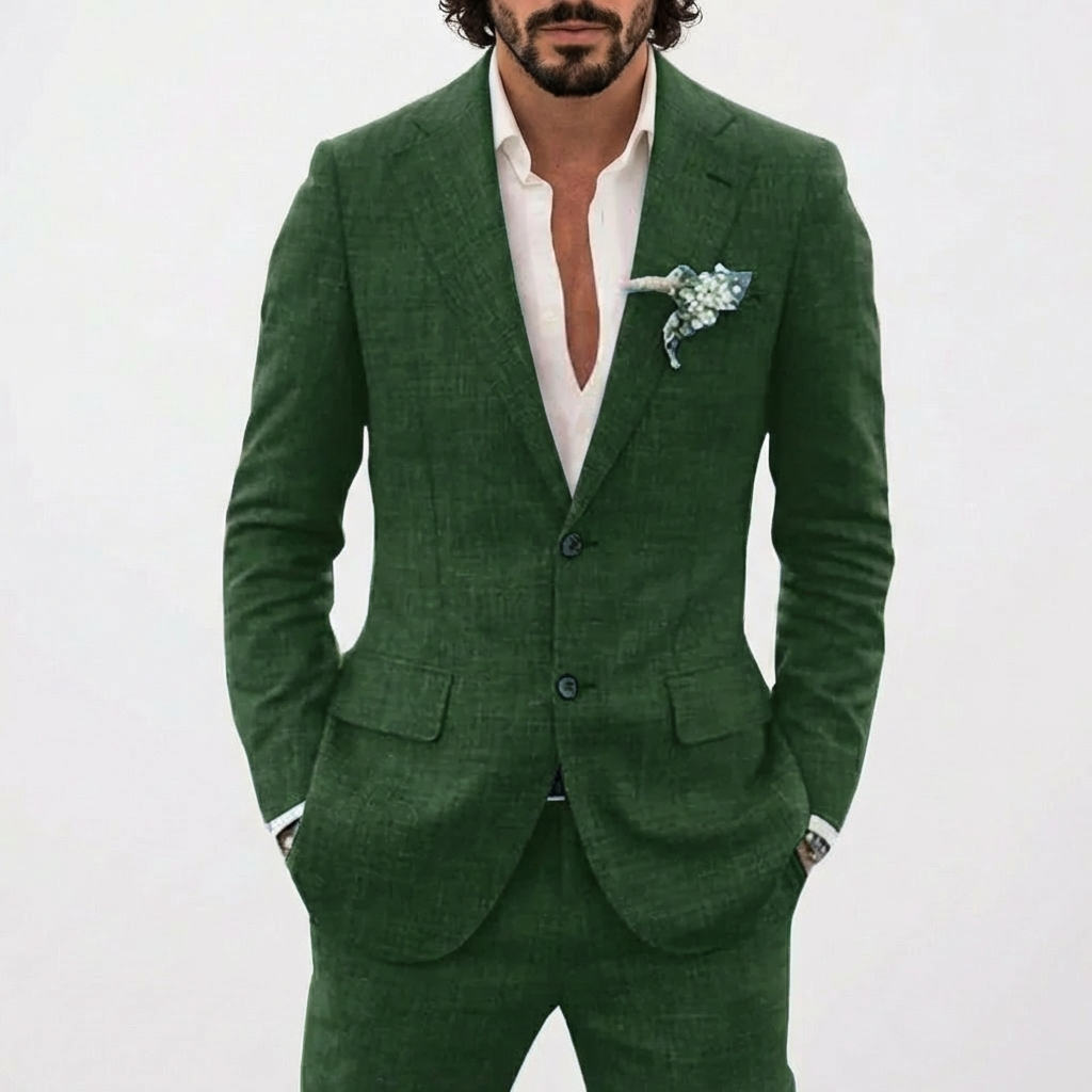 Men's Two-Piece Suit with Notch Lapels and Slim Fit