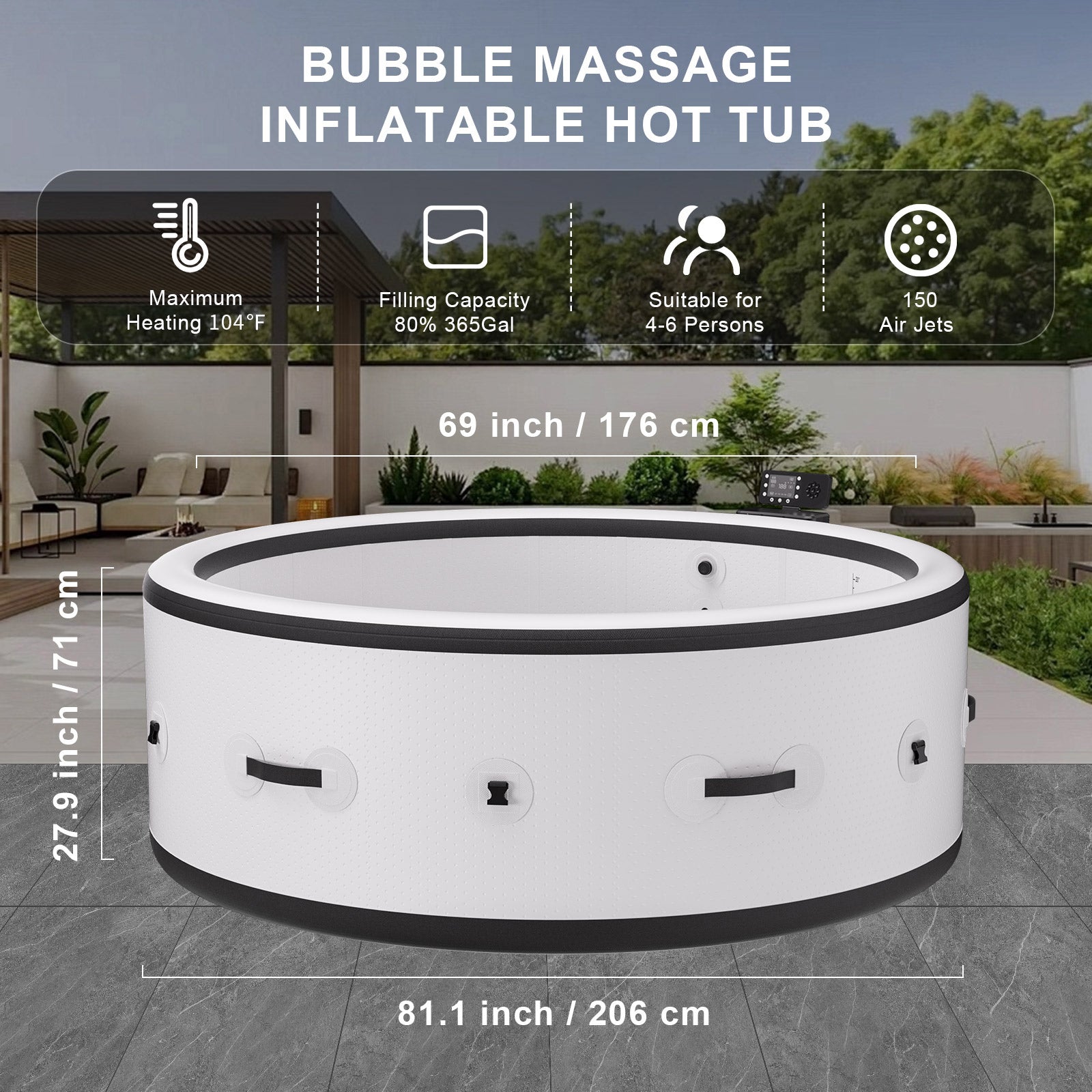 Inflatable Jacuzzi Hot Tub with Built-in Spa Features | Perfect for Outdoor Relaxation