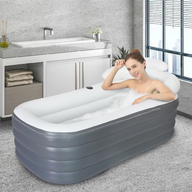 Adult-sized portable bathtub for indoor and outdoor use