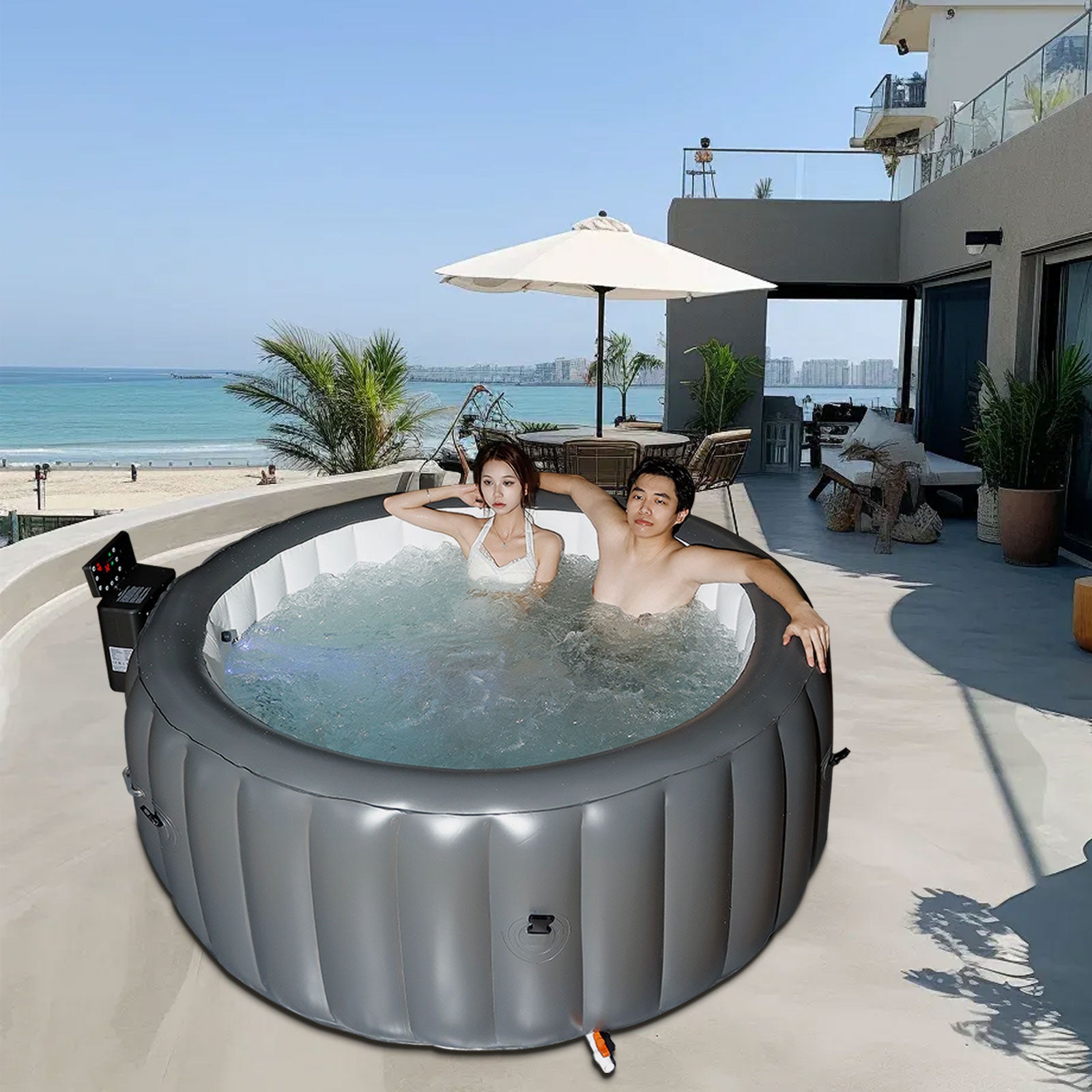 Hot water spa tub, jacuzzi spa hot tub, spa with swim, swim spa hot tub, inflatable spa, six ambient light spa