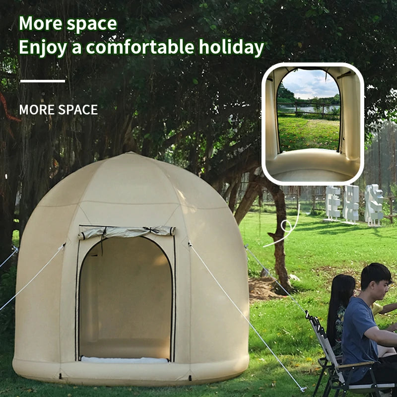 Durable waterproof blow up tent. Spacious inflatable tent for a comfortable holiday.