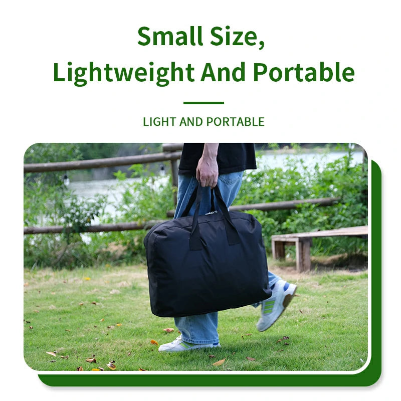 Portable and lightweight carry bag for inflatable tent.