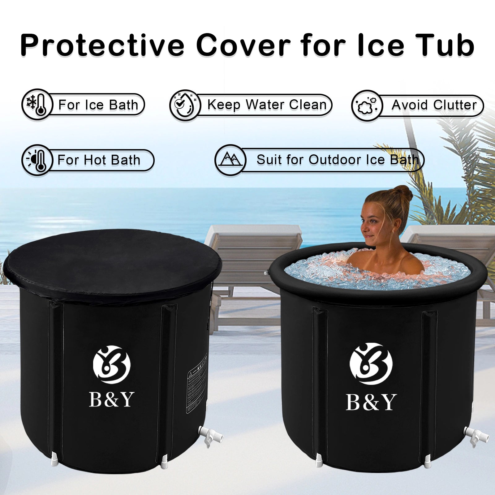 Protective Cover for Inflatable Tub - Keep your water clean and temperature stable with Halrove's tub cover.