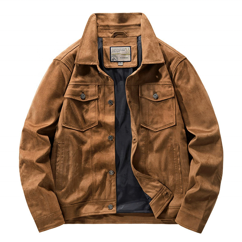 Men's Utility Jacket with Collar and Button Closure