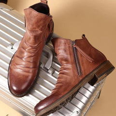 Men's Ankle Boots with Side Zip and Faux Leather Look