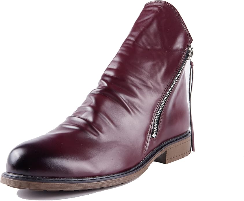 Men's Ankle Boots with Side Zip and Faux Leather Look