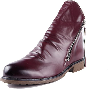 Men's Ankle Boots with Side Zip and Faux Leather Look