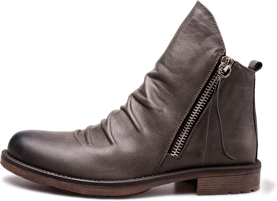 Men's Ankle Boots with Side Zip and Faux Leather Look