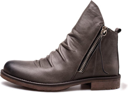 Men's Ankle Boots with Side Zip and Faux Leather Look