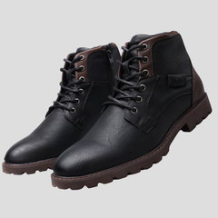 Men's Ankle Boots with Side Zipper and Lace-Up Closure