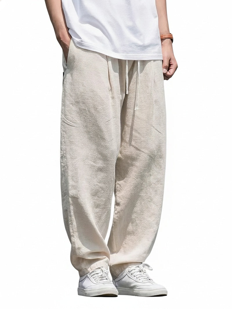 Men's Baggy Trousers with Elastic Waist and Wide-Leg Fit