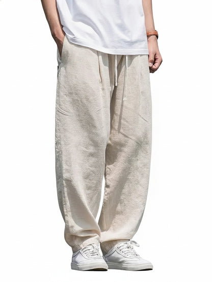 Men's Baggy Trousers with Elastic Waist and Wide-Leg Fit