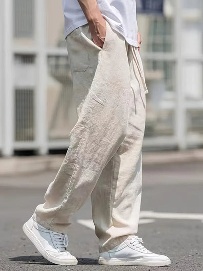 Men's Baggy Trousers with Elastic Waist and Wide-Leg Fit