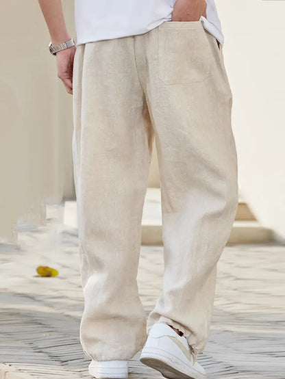 Men's Baggy Trousers with Elastic Waist and Wide-Leg Fit