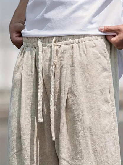 Men's Baggy Trousers with Elastic Waist and Wide-Leg Fit