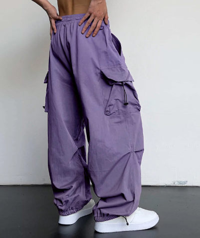 Men's Baggy Wide Leg Cargo Pants with Drawstring Waist