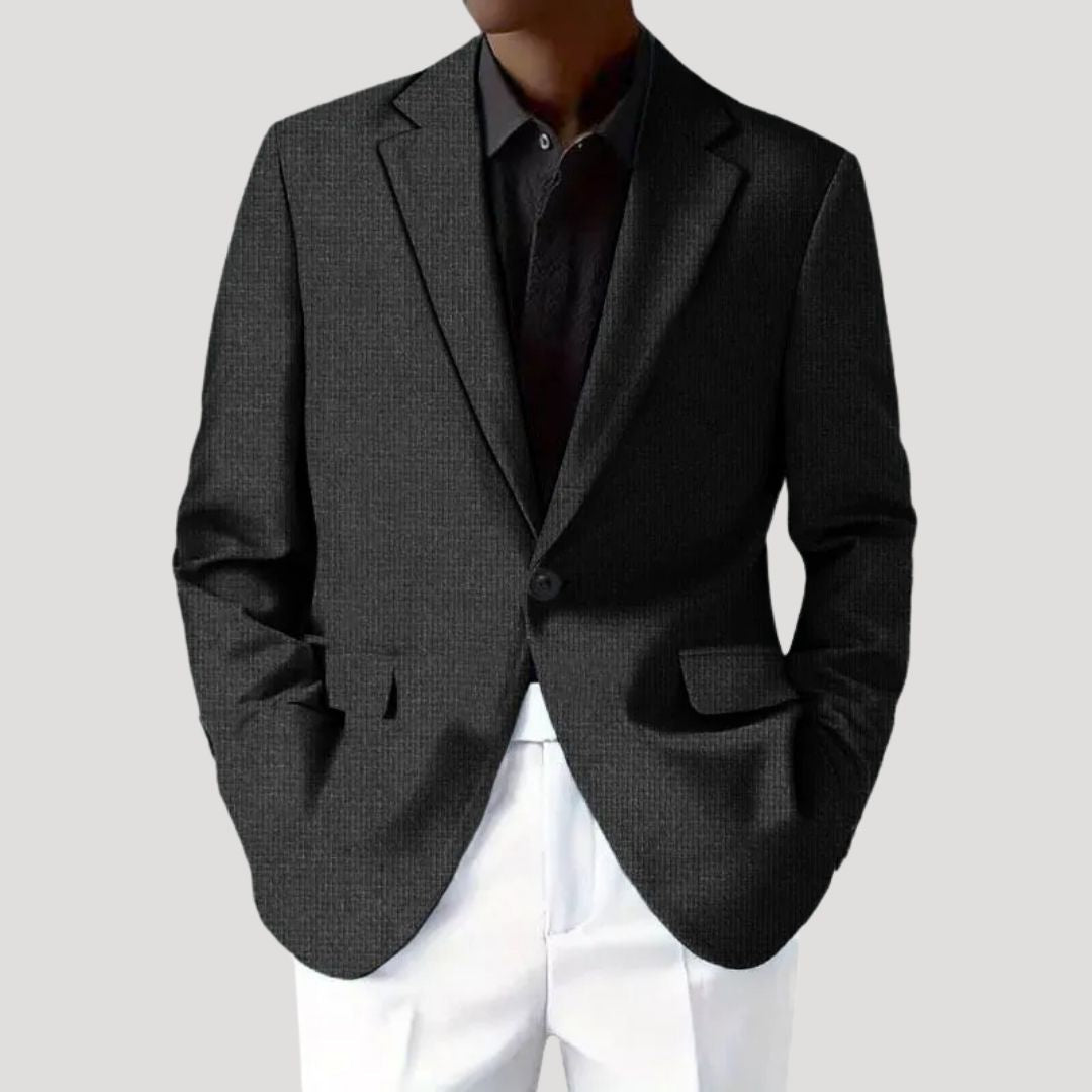 Men's Blazer Single-Button with Notch Lapel and Tailored Fit