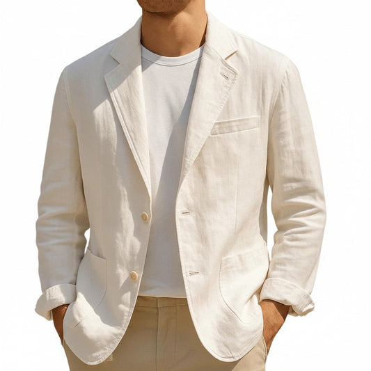 Men's Blazer with Notch Lapel and Button Closure