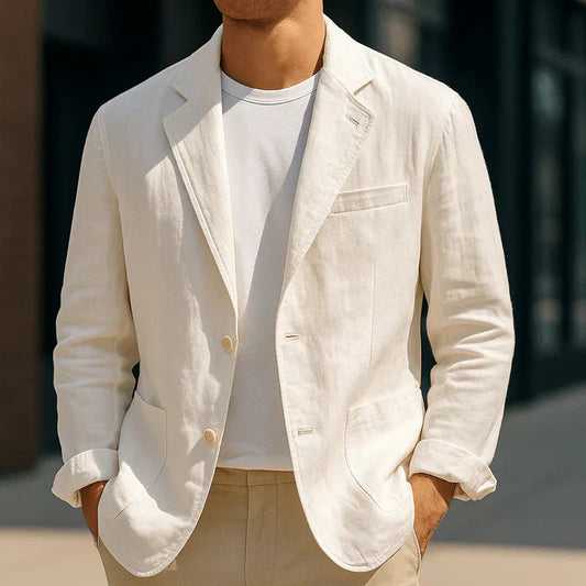 Men's Blazer with Notch Lapel and Button Closure