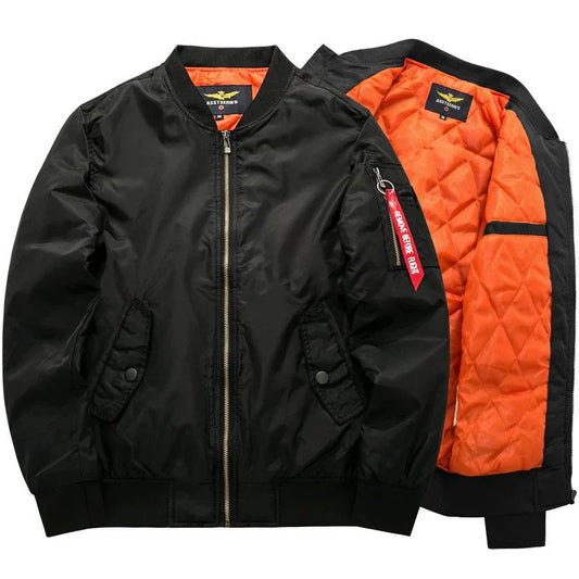 Men's Bomber Jacket with Quilted Lining and Zip Closure
