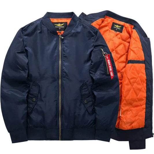 Men's Bomber Jacket with Quilted Lining and Zip Closure