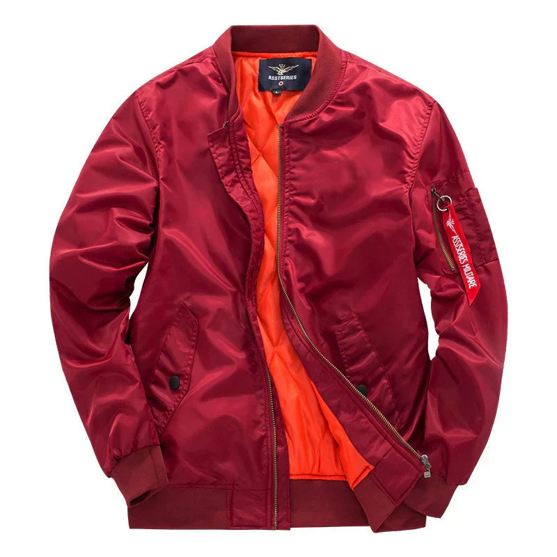 Men's Bomber Jacket with Quilted Lining and Zip Closure
