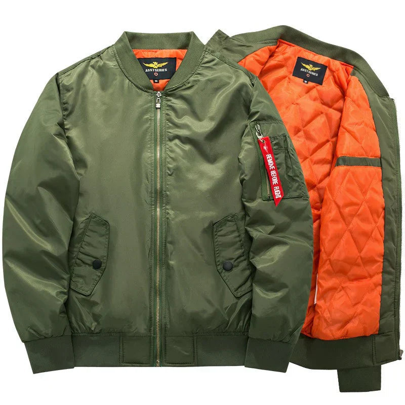 Men's Bomber Jacket with Quilted Lining and Zip Closure