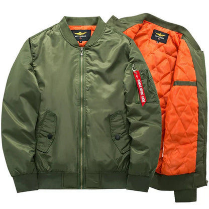 Men's Bomber Jacket with Quilted Lining and Zip Closure