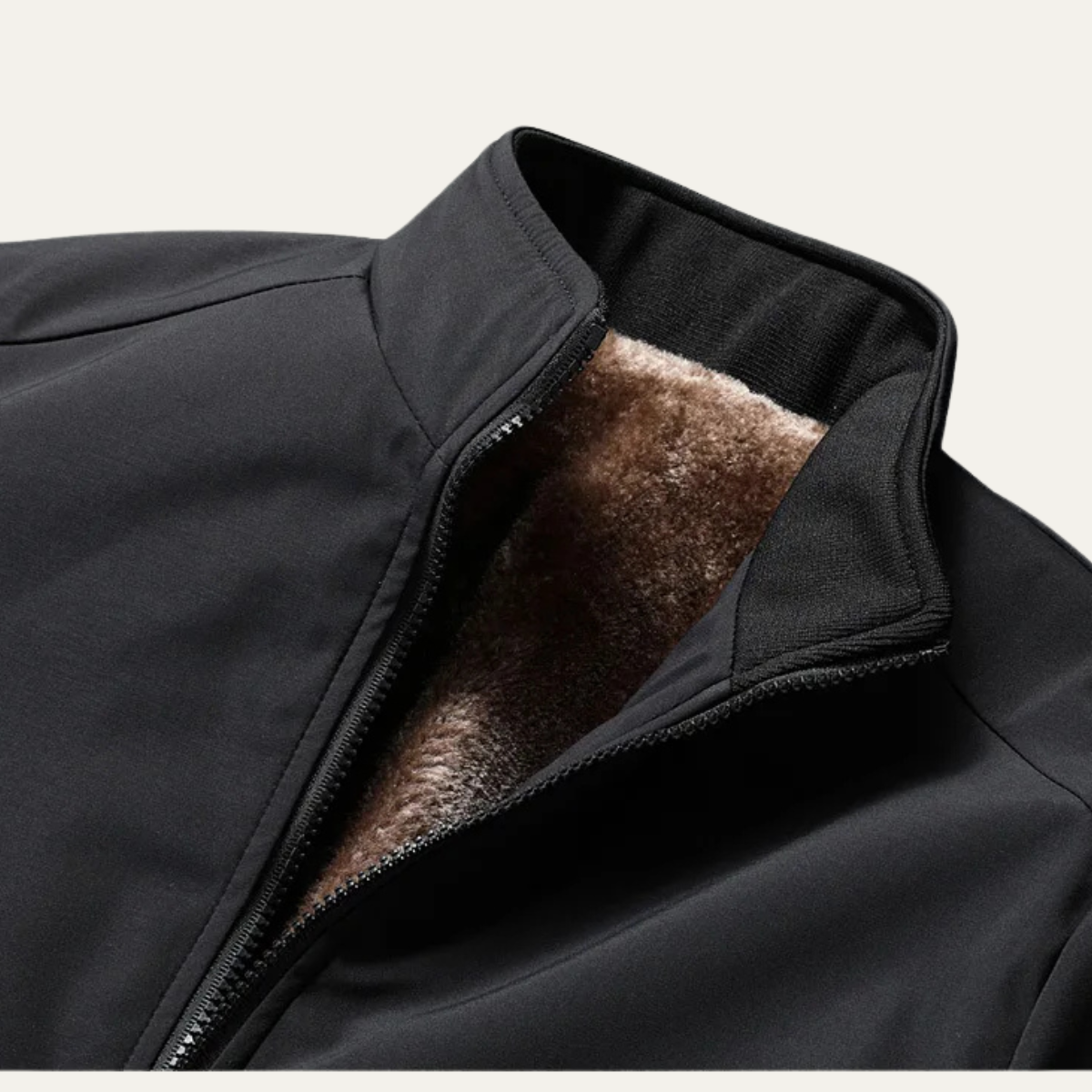 Men's Bomber Jacket with Stand Collar and Zip Front