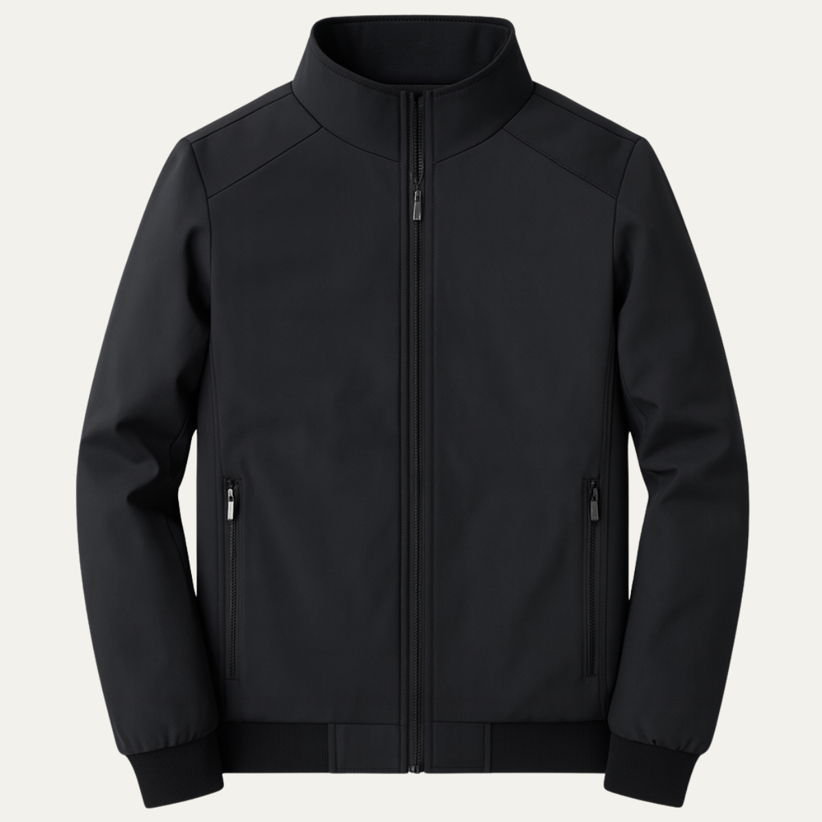 Men's Bomber Jacket with Stand Collar and Zip Front